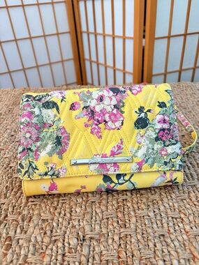 Betsey Johnson Yellow Floral Quilted Chain Crossbody